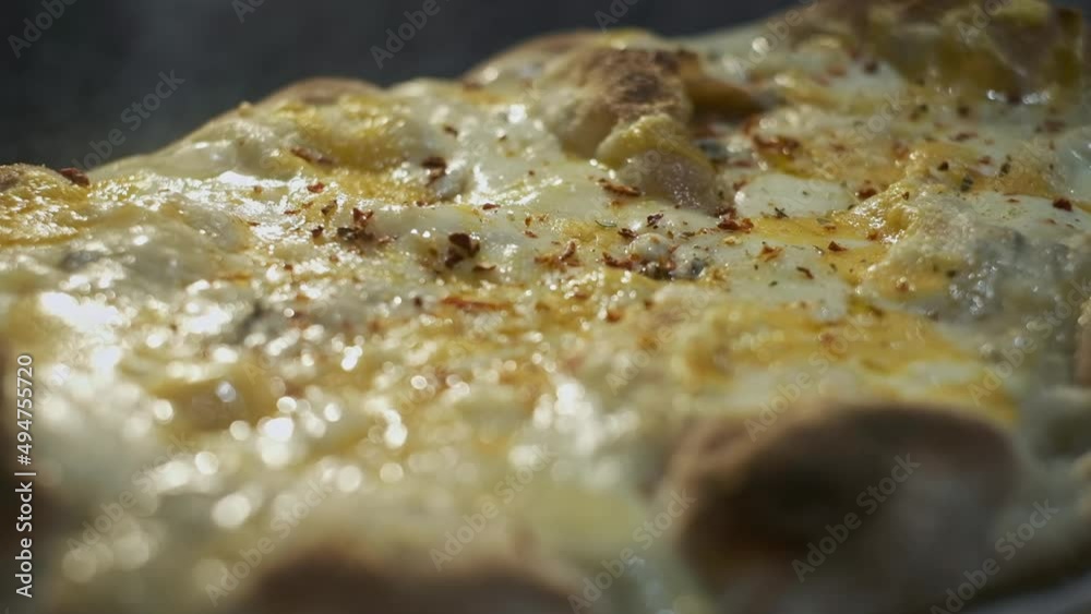 Appetizing Hot Cheese Pizza. It Is Sprinkled With Spices. Appetizing Hot Cheese Pizza. It Is Sprinkled With Spices.