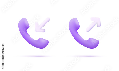 3D phone isolated on white background. Incoming call and outgoing call. Support, business and communication concept. Can be used for many purposes.