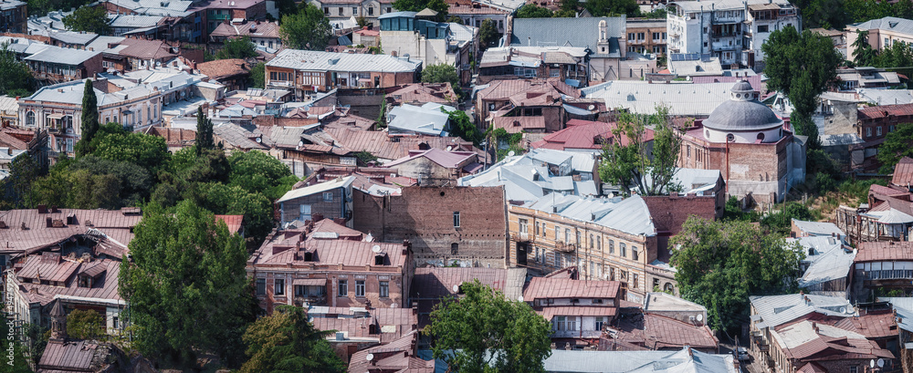 Panoramic view of the old part of Tbilisi, Georgia.