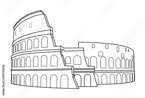 Colosseum in Rome, Italy vector. Colosseum hand drawn illustration. Symbol of Ancient Rome, gladiator fights. Vector illustration.