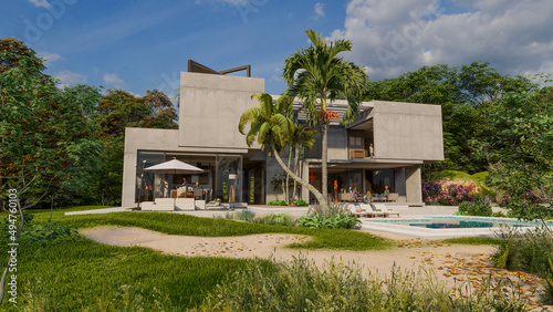 Luxurious brutalist home wi...