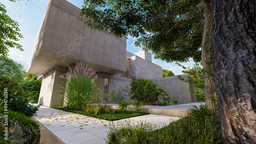 Modern house backyard