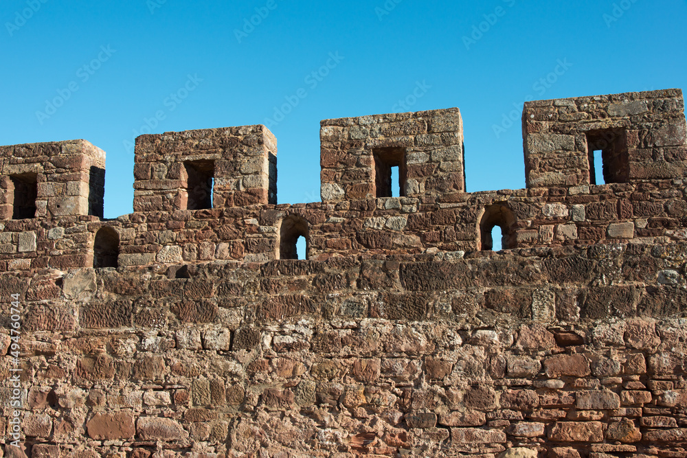 Close up of the surrounding wall. Medieval castle at Silves, Portugal Close up of the surrounding wall. Medieval castle at Silves, Portugal