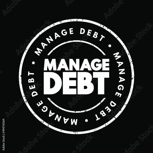 Manage Debt text stamp, concept background