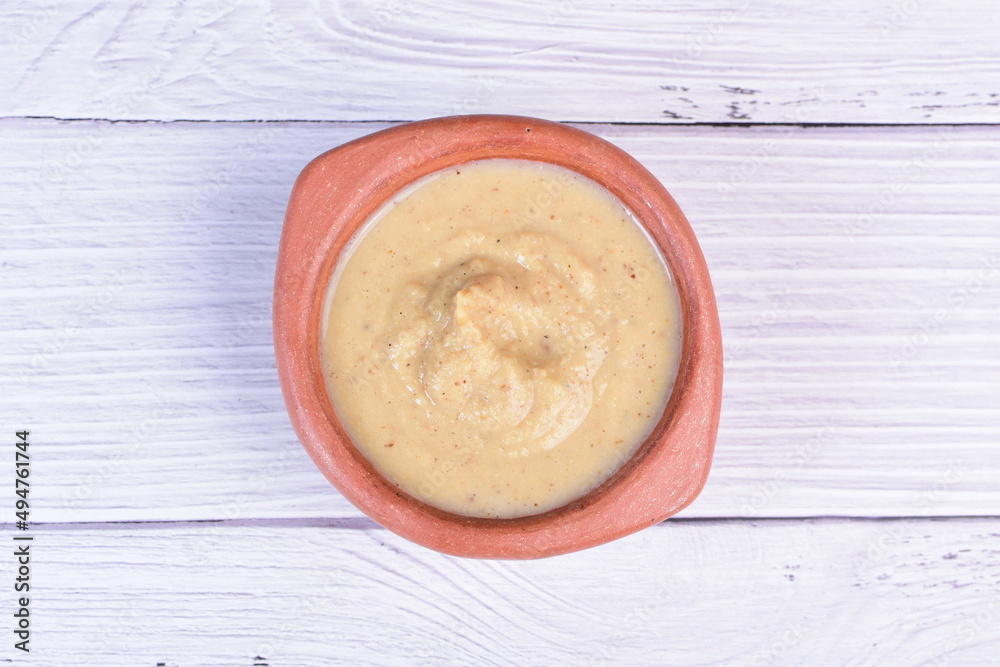 Mix of exotic and colorful sauces, spicy tropical flavors of the Colombian Pacific