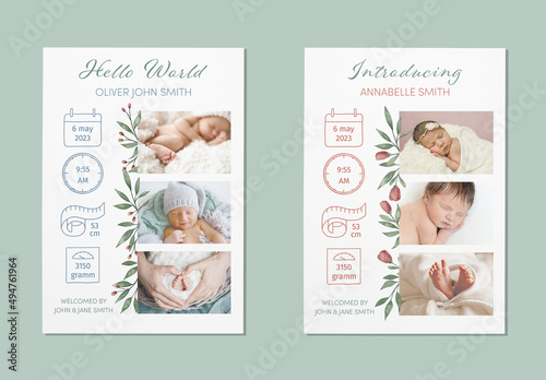 Watercolor Baby Introducing Cards Set