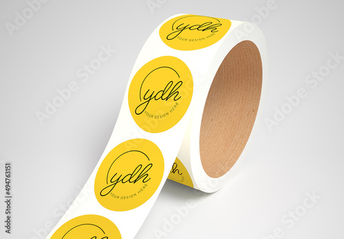 Round Roll Stickers Mockup