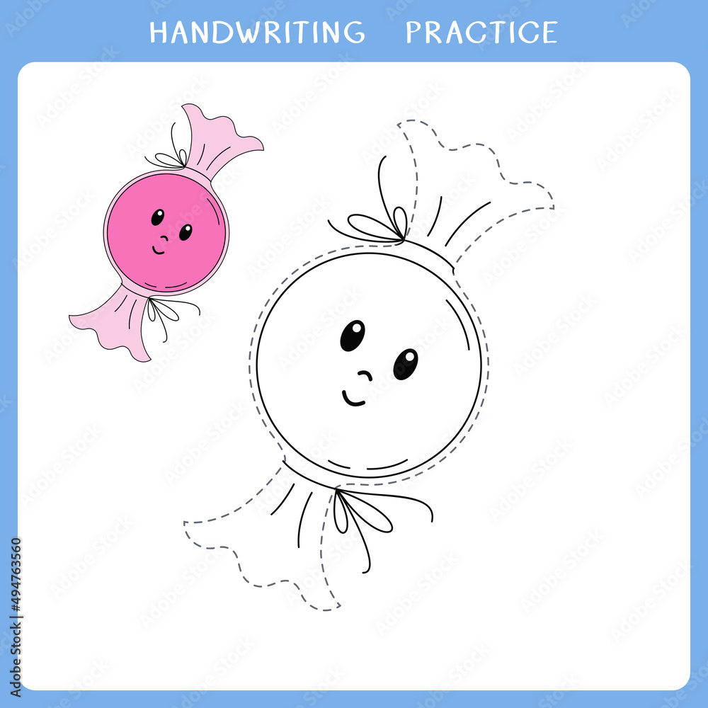 Handwriting practice sheet. Simple educational game for kids. Vector ...