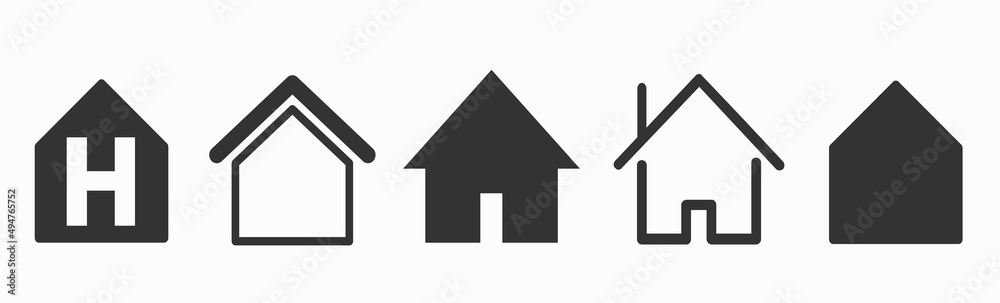 Home page. Collection of Home Button Icons. Set of signs for infographic, logo, app development and website design. Home page. Collection of Home Button Icons. Set of signs for infographic, logo, app development and website design.