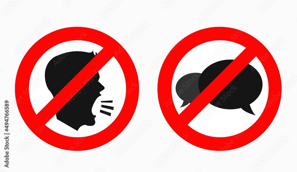 Keep silence glyph icons, prohibition and forbidden