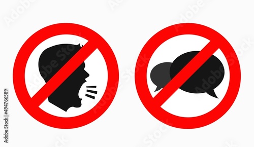 Keep silence glyph icons, prohibition and forbidden