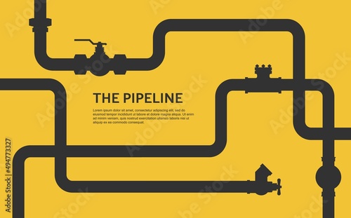 Stampa su tela Pipeline infographic. Oil, water or gas flat valve vector design.