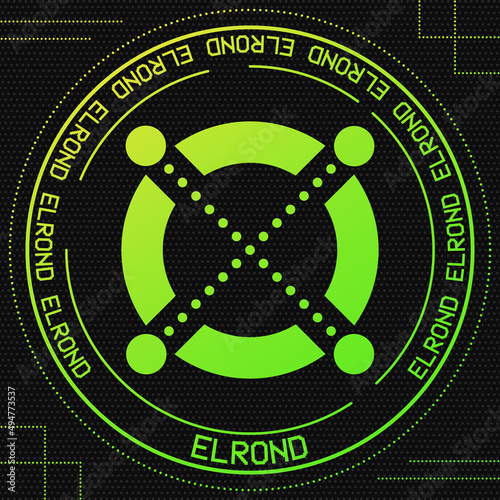 Schilderij op canvas Elrond EGLD symbol with crypto currency themed background