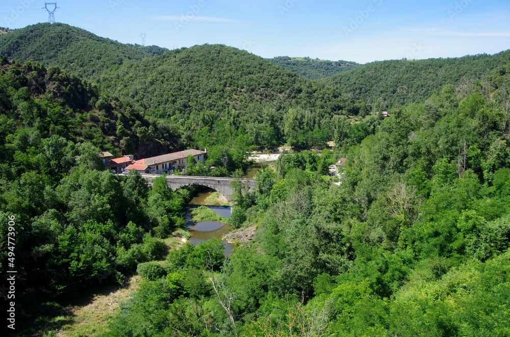Valley of the river Doux in Ardeche in France, Europe Valley of the river Doux in Ardeche in France, Europe