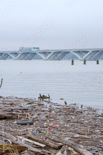 Polluted River and Trash: Potomac River, Alexandria, VA, US photo