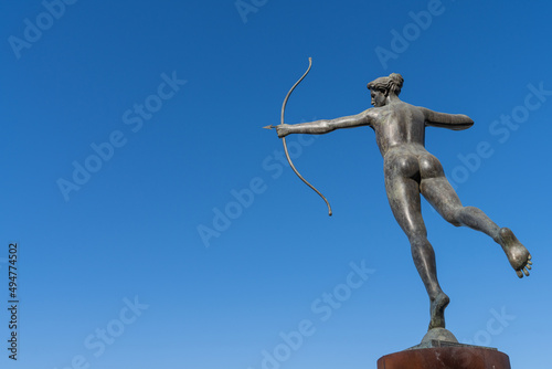 Sculpture of Diana the Huntress in the city of Seville in Spain 