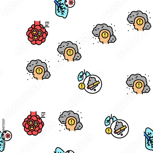 Respiratory Disease Vector Seamless Pattern Thin Line Illustration