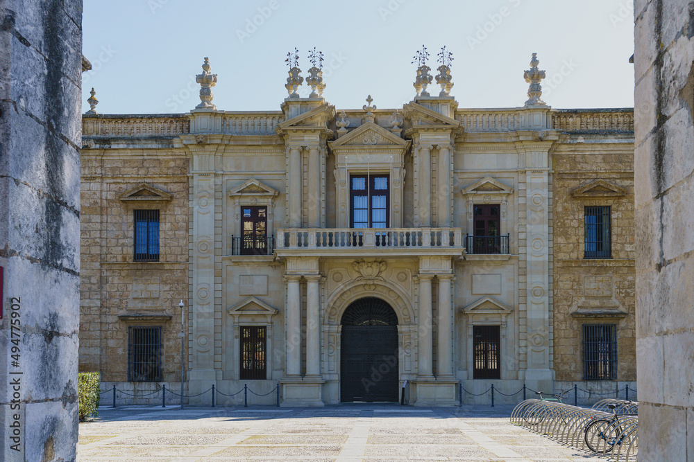 Facade of the Royal Tobacco Factory of Seville in Andalusia, Spain 