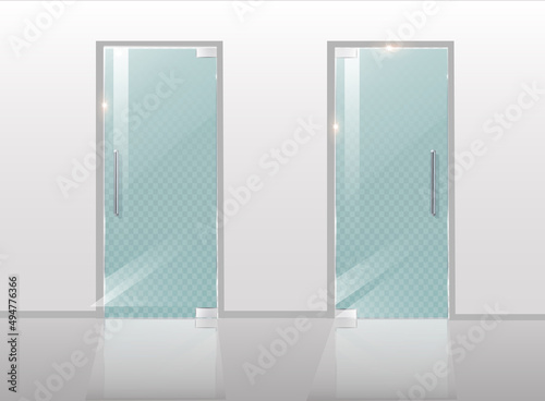 Glass doors isolated on transparent background. Vector