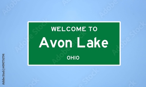 Avon Lake, Ohio city limit sign. Town sign from the USA.