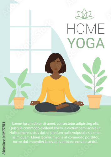 Home yoga poster vector illustration