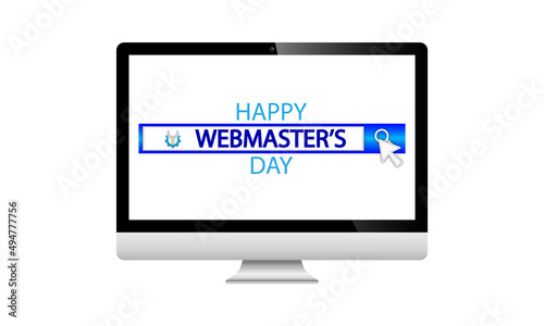 Webmasters day computer monitor, vector art illustration.