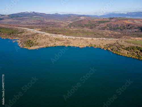 Aerial view of Dyakovo Reservoir  Bulgaria