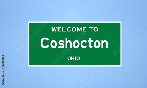 Coshocton, Ohio city limit sign. Town sign from the USA. photo