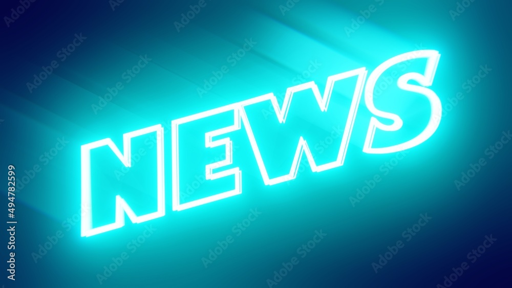 Light Neon word News, Illustration Abstract 3d Render