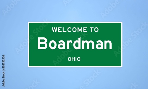 Boardman, Ohio city limit sign. Town sign from the USA. photo