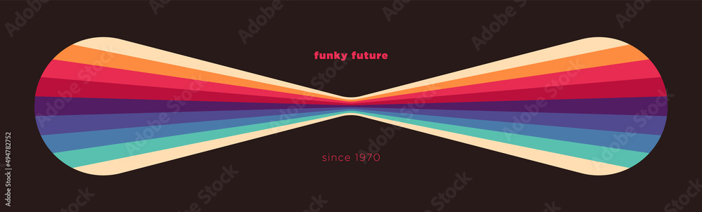Minimalist abstract background design in retro style with colorful lines. Vector illustration.