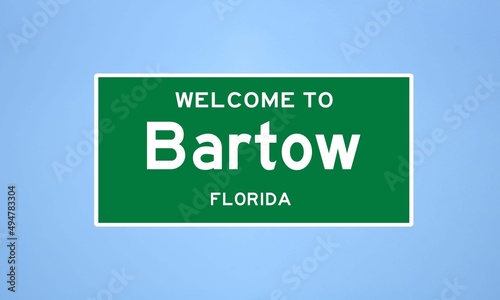 Bartow, Florida city limit sign. Town sign from the USA.