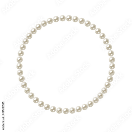 Round White Pearl Frame Vector