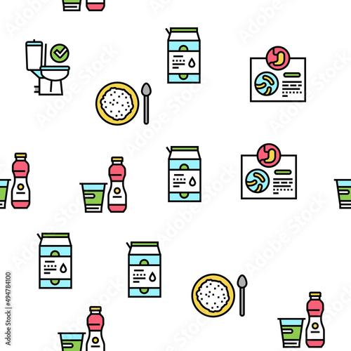 Probiotics Bacterium Vector Seamless Pattern Thin Line Illustration
