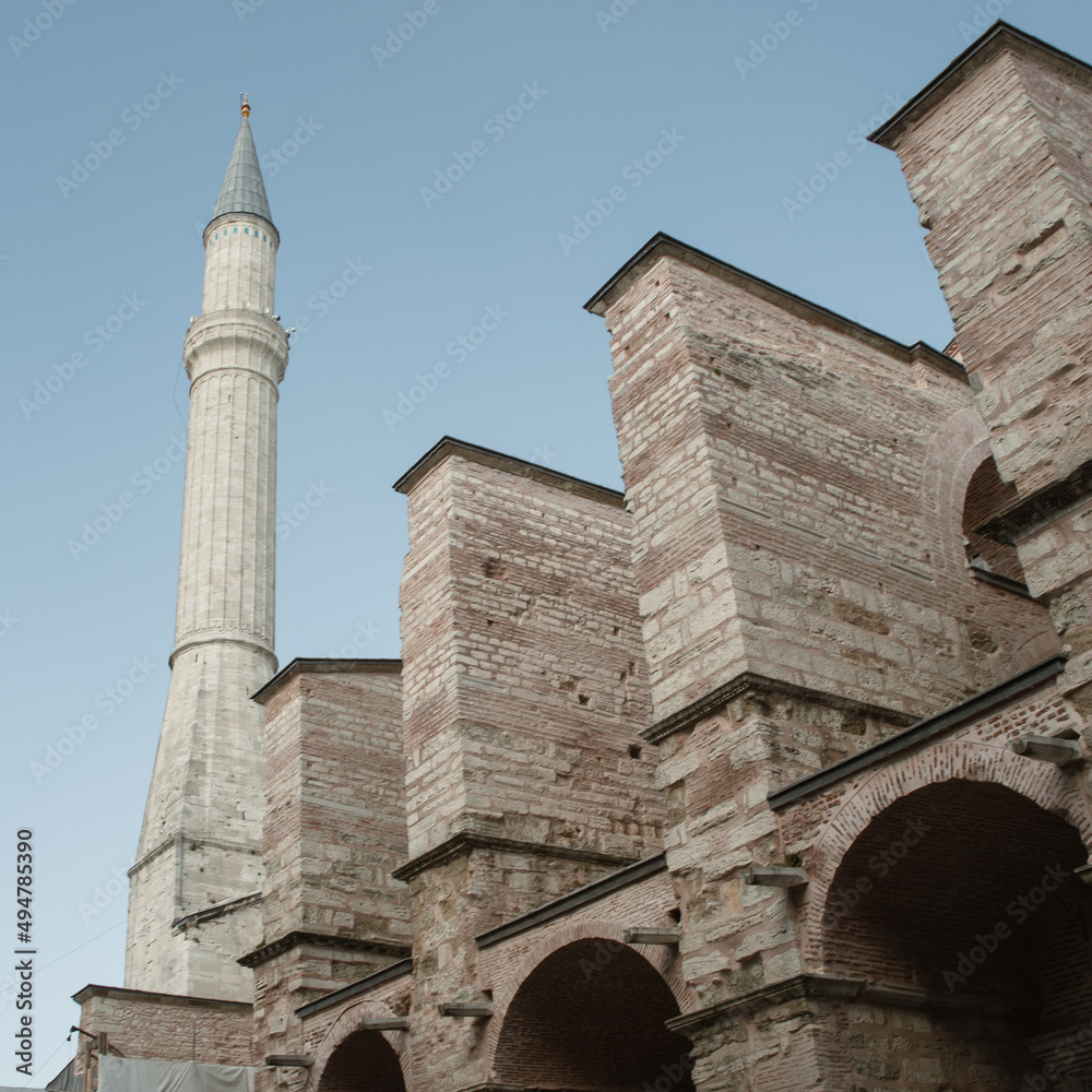 Fototapeta premium Photo of the facade of the Hagia Sophia Mosque in Istanbul Turkey