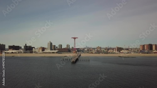 Coney Island New York Brooklyn Ocean and Beach Aerial View photo