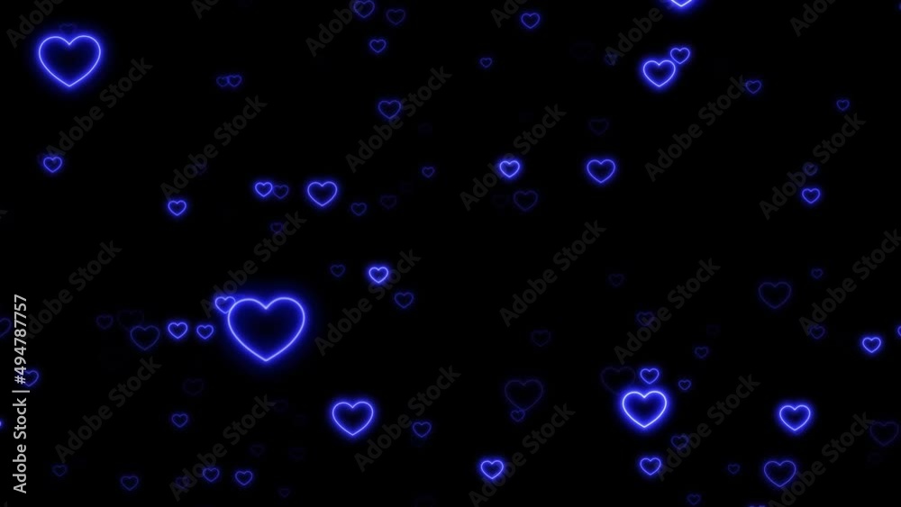 neon lights blue heats on dark background loop video, love and romantic valentines day design neon lights blue heats on dark background loop video, love and romantic valentines day design