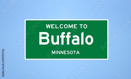 Buffalo, Minnesota city limit sign. Town sign from the USA. photo