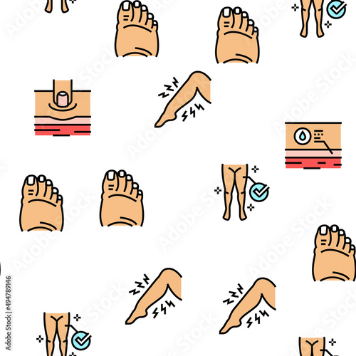 Edema Disease Symptom Vector Seamless Pattern Thin Line Illustration