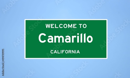 Camarillo, California city limit sign. Town sign from the USA. photo