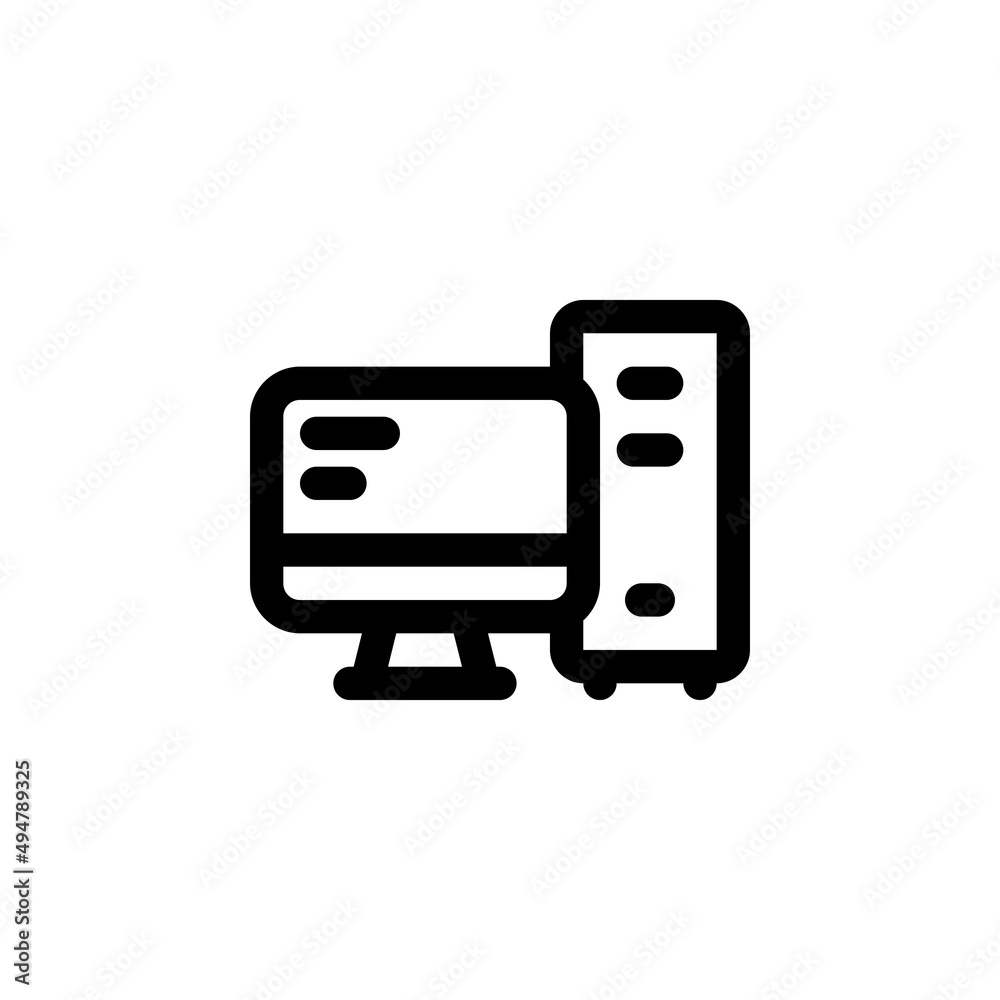 computer vector icon. computer component icon outline style. perfect use for logo, presentation, website, and more. simple modern icon design line style computer vector icon. computer component icon outline style. perfect use for logo, presentation, website, and more. simple modern icon design line style