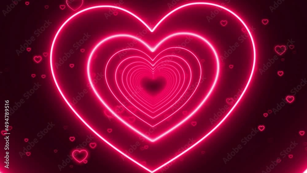 valentines day love tunnel, pink hearts on black background, valentine and romantic motion background
