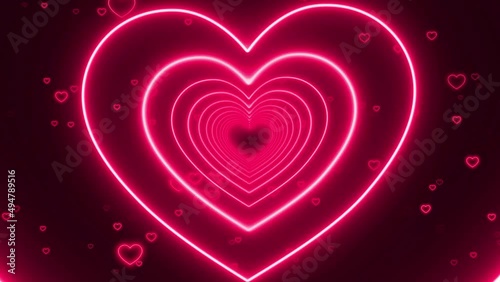 love tunnel, pink hearts on black background, valentine and romantic animation video photo