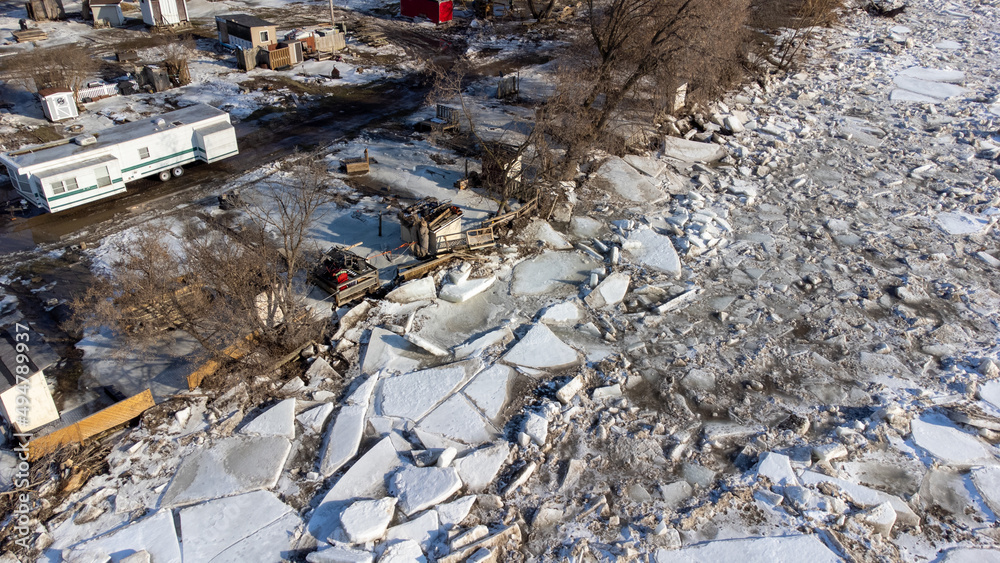 Fototapeta premium Ice Jams During Spring Thaw