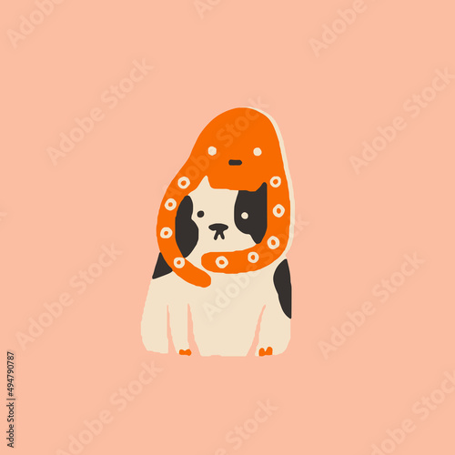 Maneki Neko cat Japanese traditional toy illustration. Vector illustration
