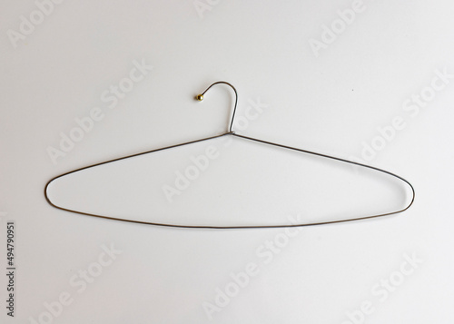 Stainless steel hanger on white background