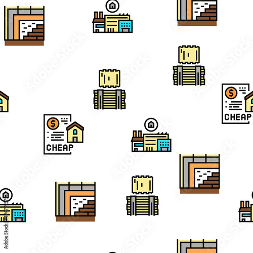 Timber Frame House Vector Seamless Pattern Thin Line Illustration