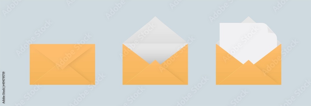 Message envelope or letter envelope collection in realistic style. Message envelope or letter envelope collection in realistic style.