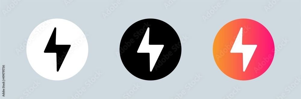 Flash thunder power icon set. Lightning bolt vector icon. Flash thunder power icon set. Lightning bolt vector icon.