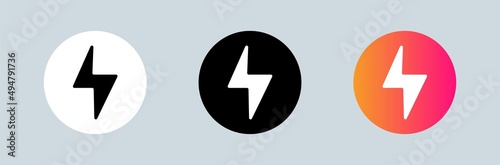 Flash thunder power icon set. Lightning bolt vector icon.